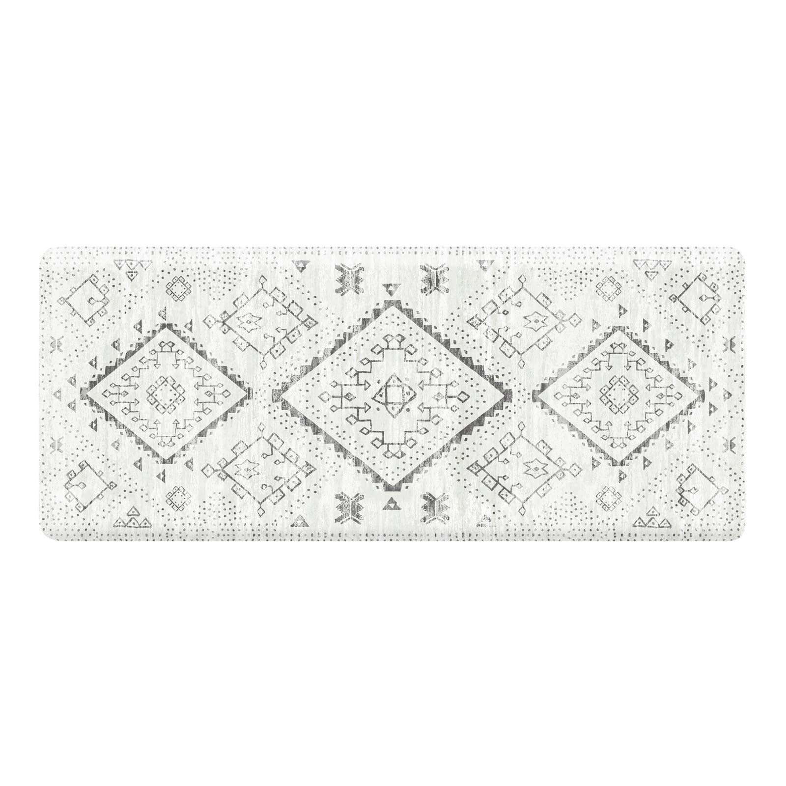 Ula avalon black and white boho print standing mat shown in size 30x72